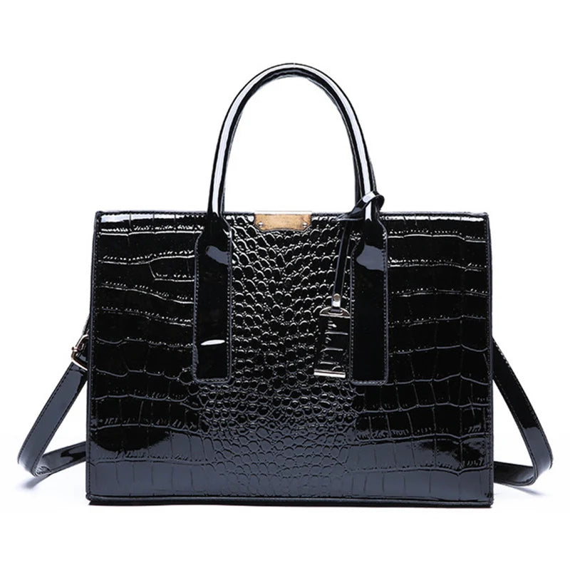 Patent Leather Crocodile Crossbody Bag – Elegant Women’s Shoulder Handbag