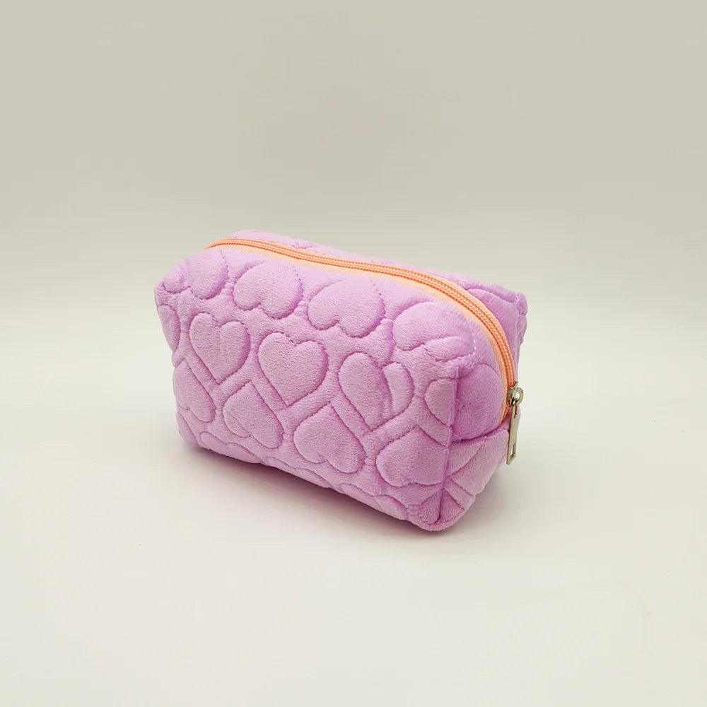 Heart Plush Makeup Bag – Multifunction Travel Pouch for Women