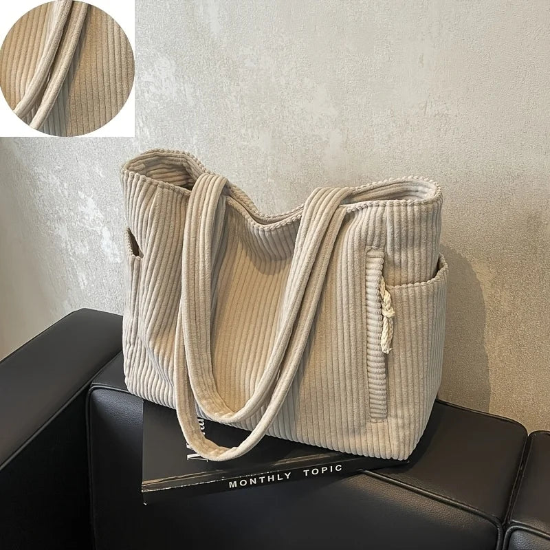 Corduroy Tote Bag – Chic, Soft & Spacious
