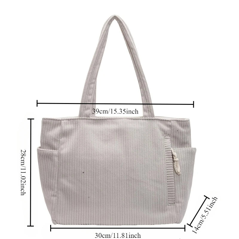 Corduroy Tote Bag – Chic, Soft & Spacious