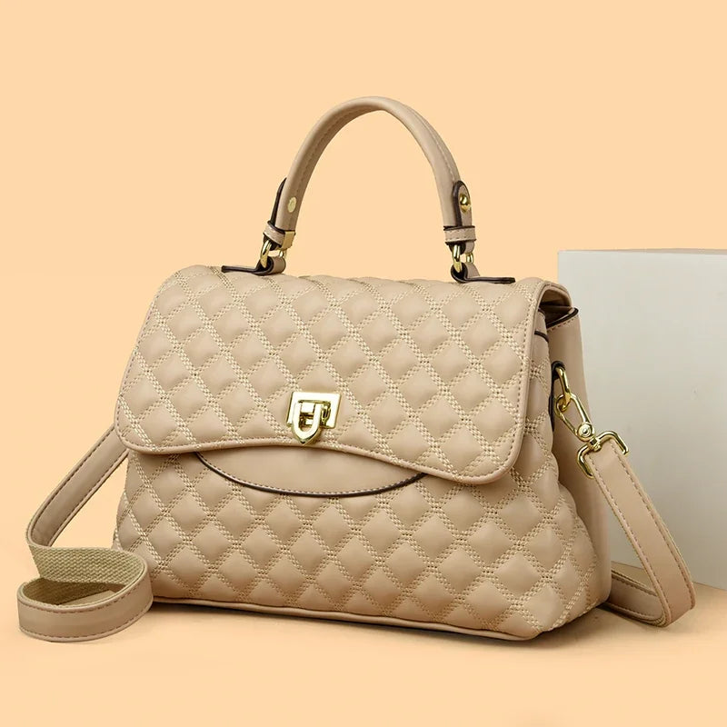 Women’s Soft Leather Shoulder Bag – Luxury Multi-Pocket Crossbody Handbag