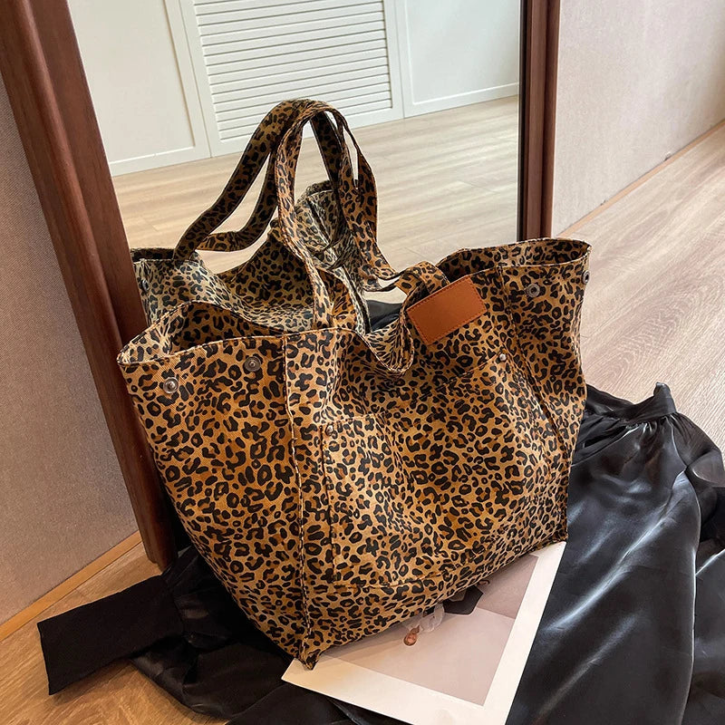 Leopard Print Tote Bag – Large, Vintage & Stylish
