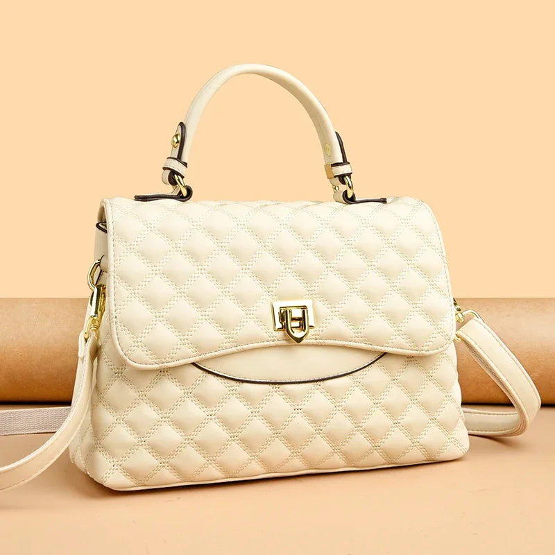 Women’s Soft Leather Shoulder Bag – Luxury Multi-Pocket Crossbody Handbag