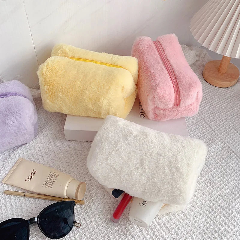 Soft Fur Makeup Bag – Travel Cosmetic Pouch for Women and Girls