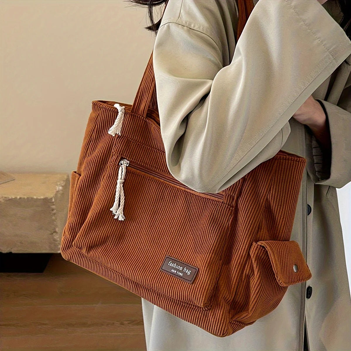 Corduroy Shoulder Bag – Soft, Trendy & Versatile