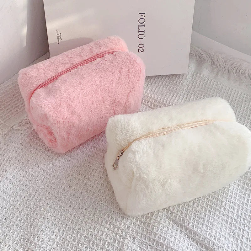 Soft Fur Makeup Bag – Travel Cosmetic Pouch for Women and Girls