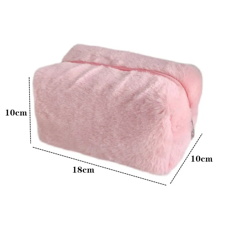 Soft Fur Makeup Bag – Travel Cosmetic Pouch for Women and Girls