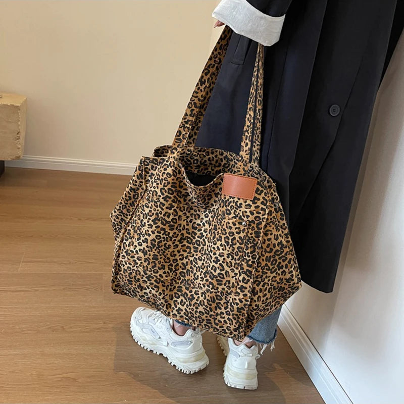 Leopard Print Tote Bag – Large, Vintage & Stylish