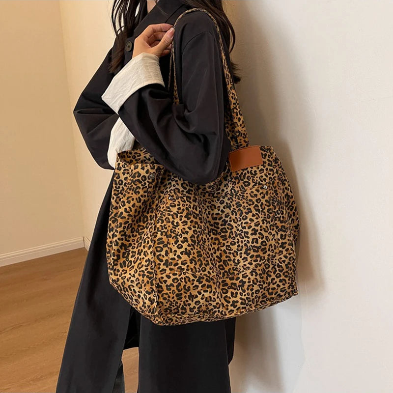 Leopard Print Tote Bag – Large, Vintage & Stylish