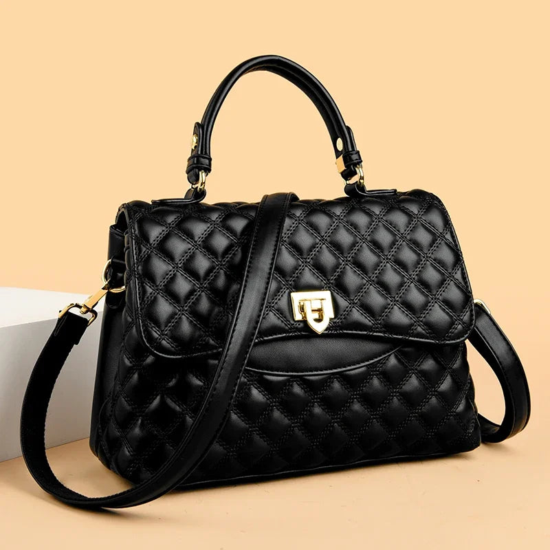 Women’s Soft Leather Shoulder Bag – Luxury Multi-Pocket Crossbody Handbag