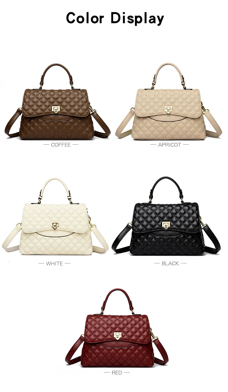 Women’s Soft Leather Shoulder Bag – Luxury Multi-Pocket Crossbody Handbag