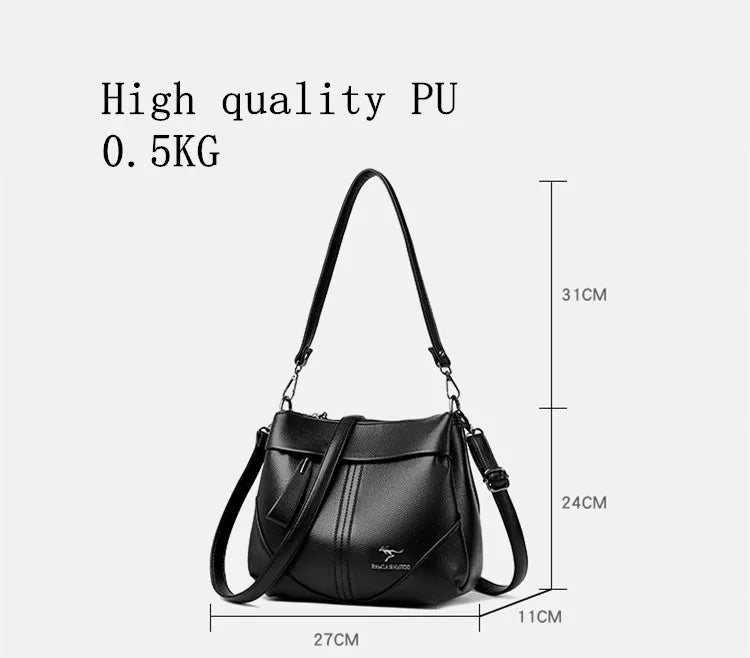 Women’s Large Capacity PU Leather Tote Bag – Elegant Shoulder & Crossbody Handbag