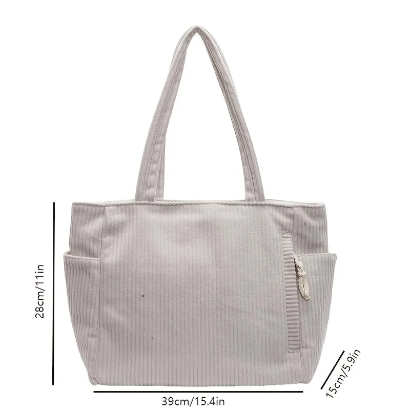 Corduroy Tote Bag – Chic, Soft & Spacious