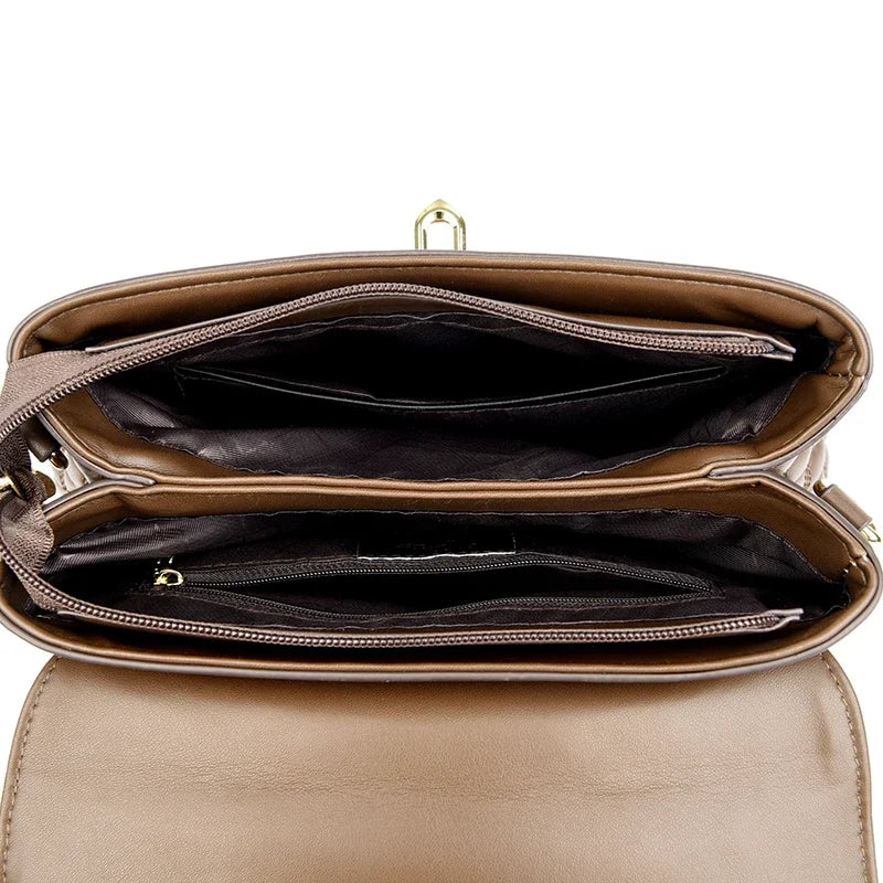 Women’s Soft Leather Shoulder Bag – Luxury Multi-Pocket Crossbody Handbag