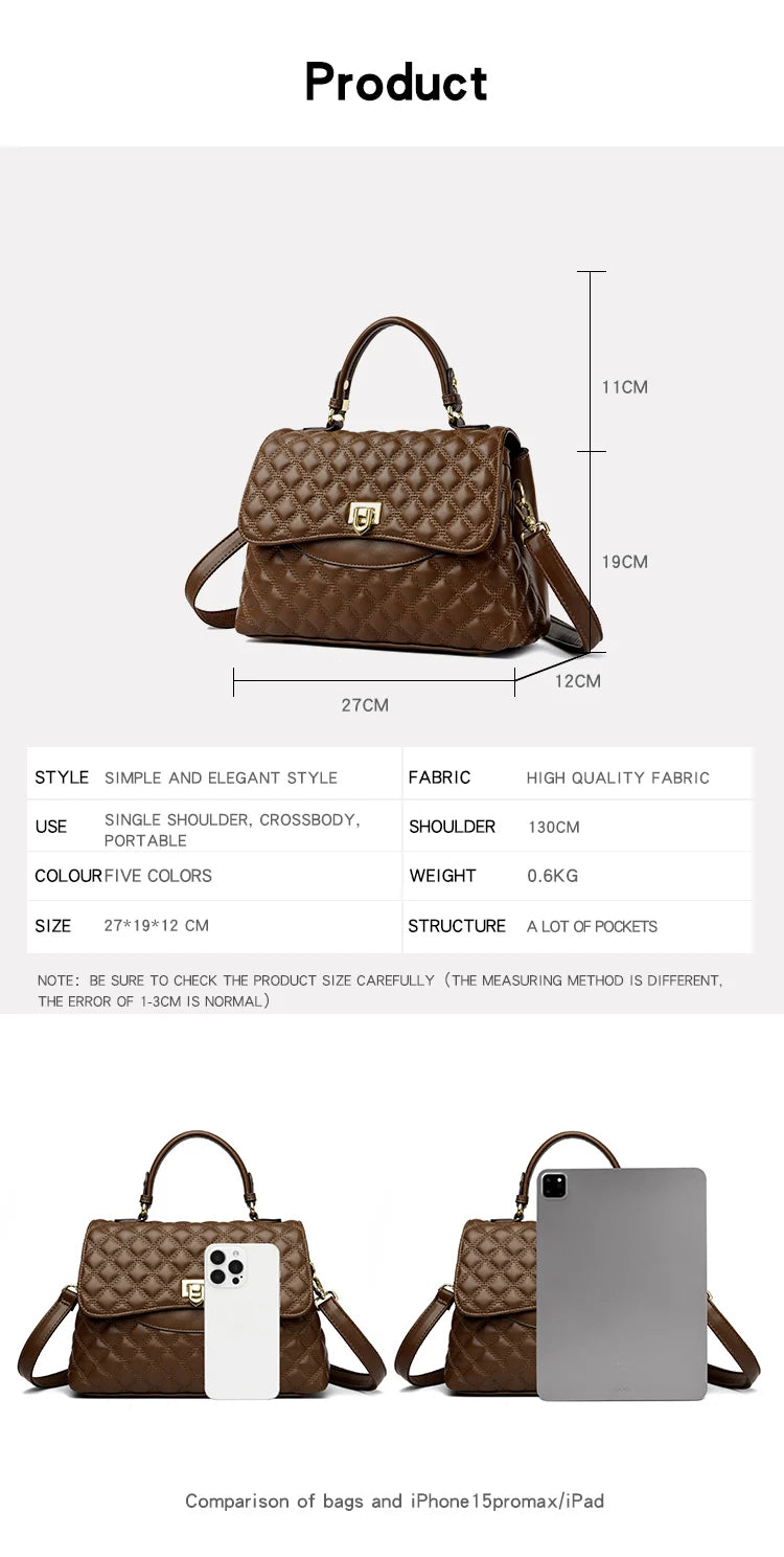 Women’s Soft Leather Shoulder Bag – Luxury Multi-Pocket Crossbody Handbag