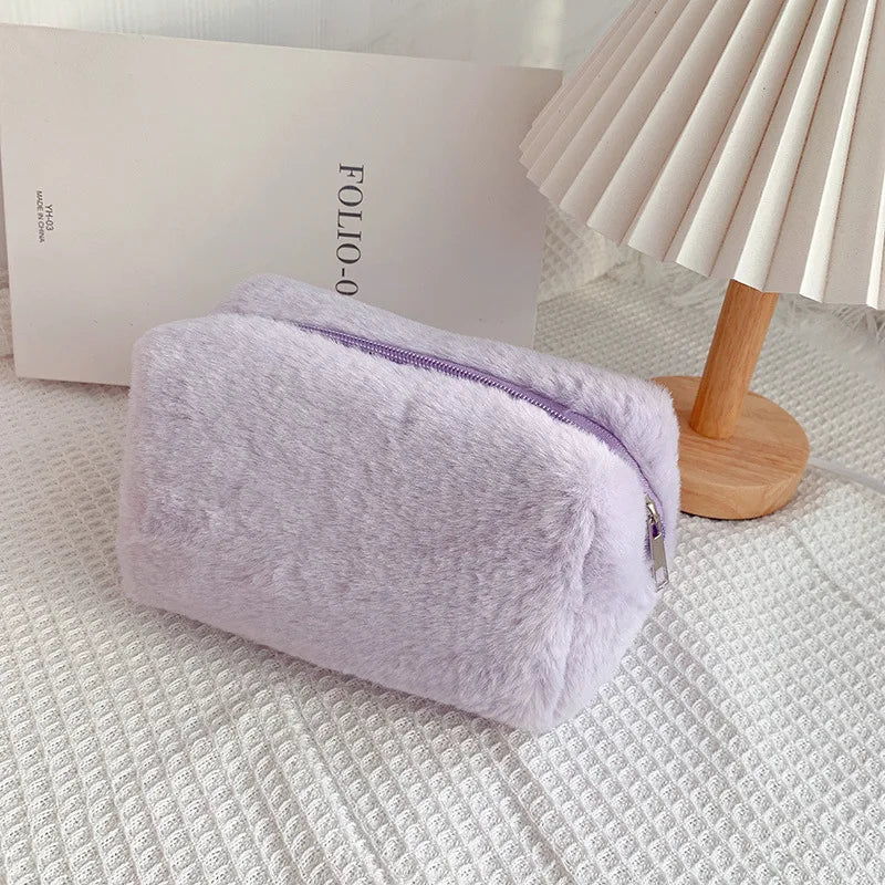 Soft Fur Makeup Bag – Travel Cosmetic Pouch for Women and Girls