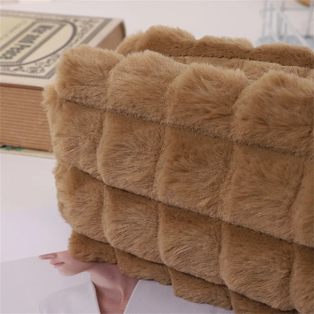 Quilted Plush Makeup Bag – Soft, Elegant, and Stylish Cosmetic Pouch for Everyday Use and Travel